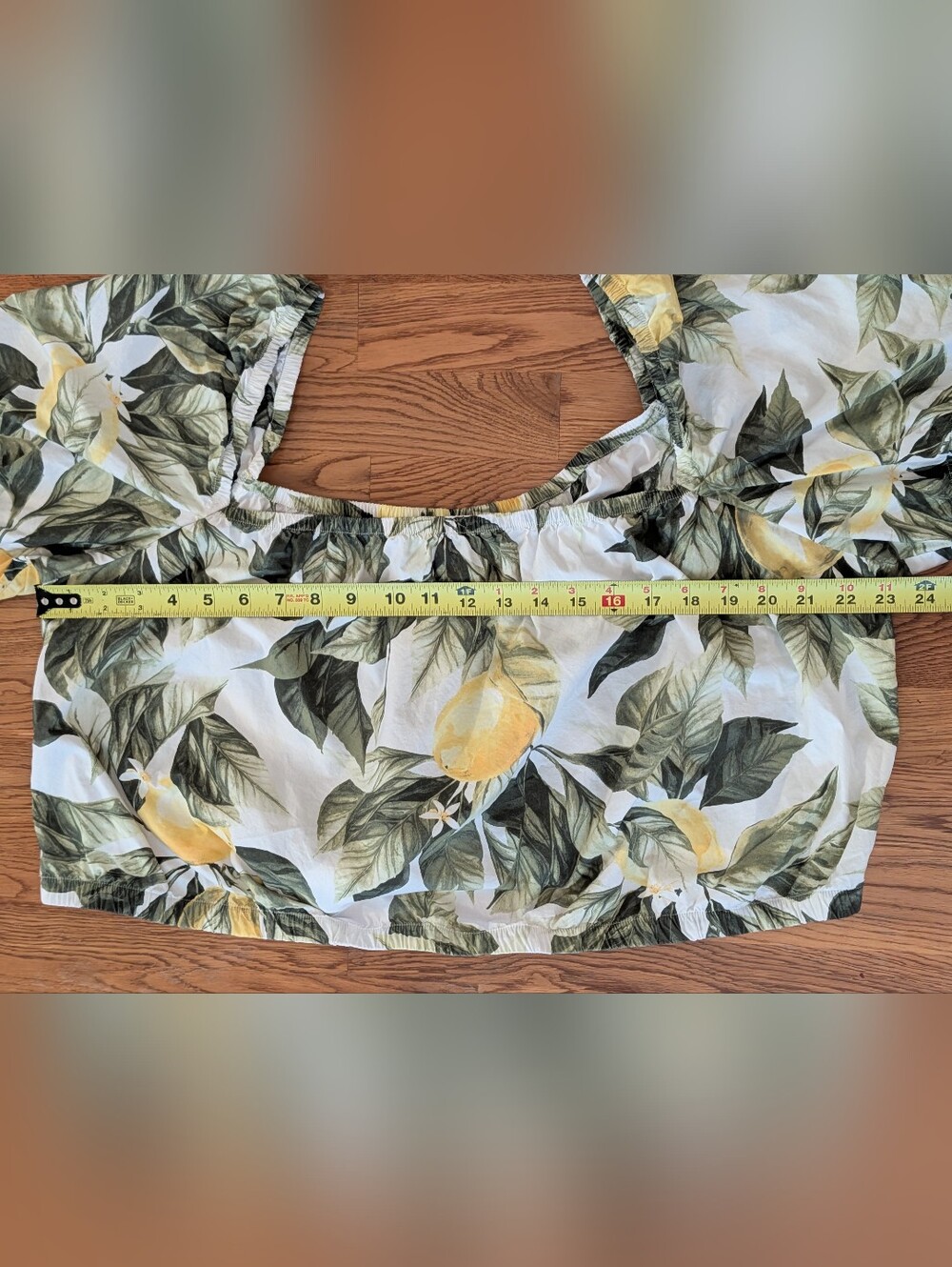 H&M Lemon Patterned Short Sleeve Cotton Crop Top - Picture 11 of 12